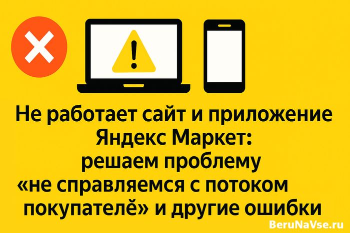 Не работает сайт и приложение Яндекс Маркет: решаем проблему "не справляемся с потом покупателей" и другие ошибки